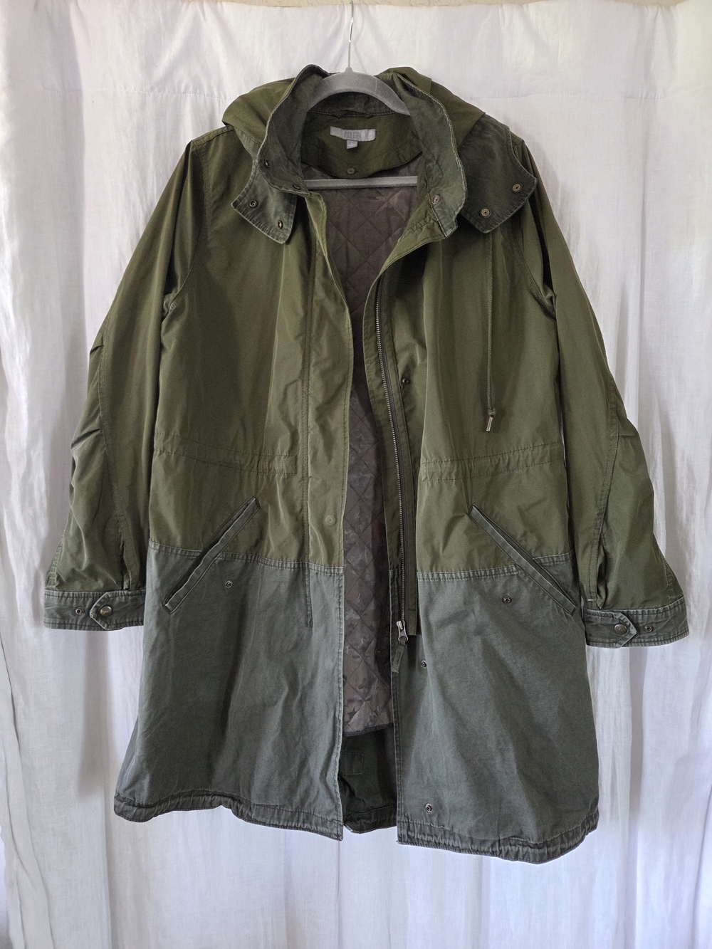 Uniqlo | Two-Tone Olive Green Hooded Utility Parka